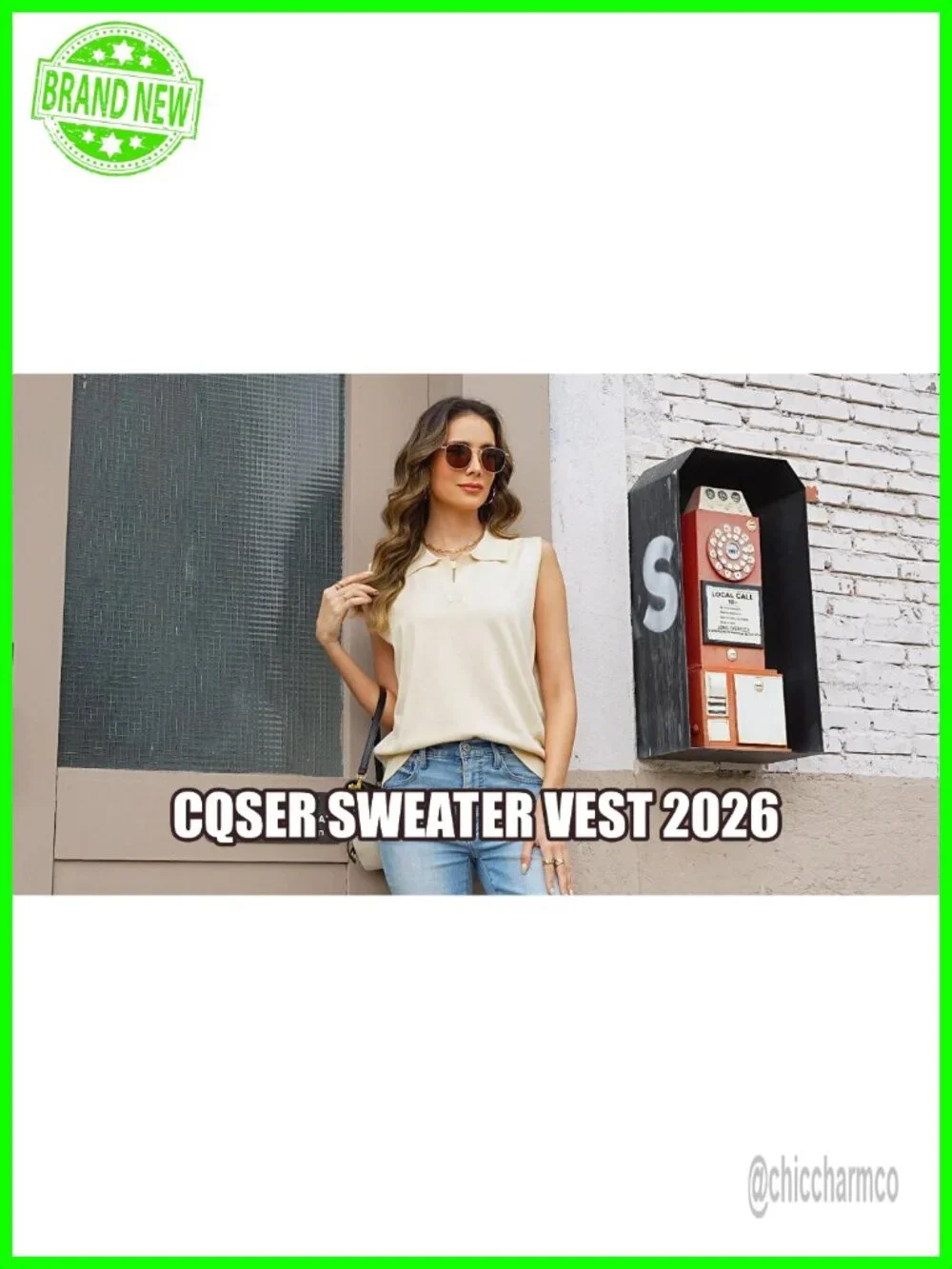 Sleeveless V-Neck Polo Sweater Lightweight Ribbed Knit Top